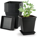 Square Plastic Planter 8 in 10 Pack - Durable Indoor Outdoor Pots