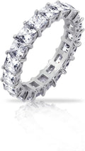 Sterling Silver Princess Cut All-Around Band Ring - Sparkling Value