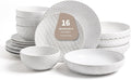 16-Piece Ceramic Plates and Bowls Set - Versatile Handcrafted