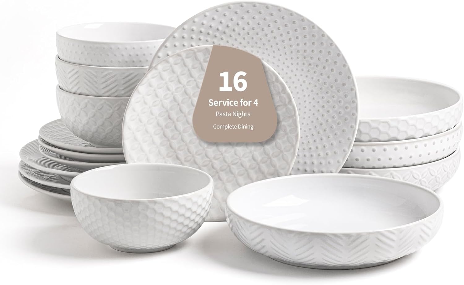 16-Piece Ceramic Plates and Bowls Set for Modern Homes