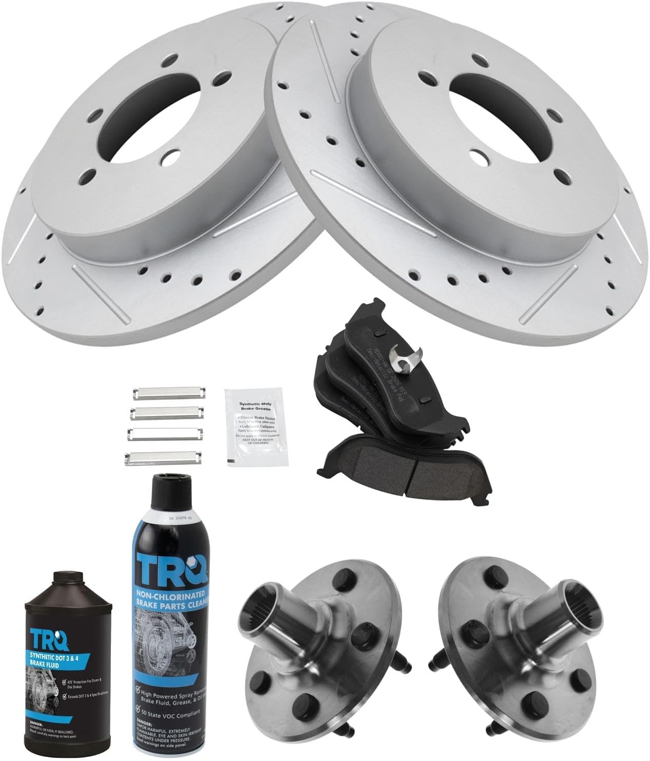 TRQ Rear Brake Pad & Rotor Kit for 2002-2005 Ford Vehicles