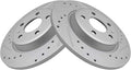 TRQ Rear Performance Brake Rotor Drilled Slotted Pair Set for Audi A4