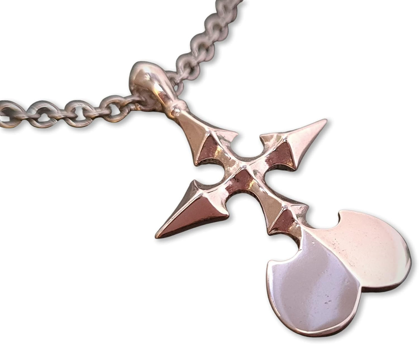 Stainless Steel Two-Sided Kingdom Heart Roxas Cross Necklace