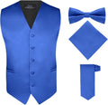 Satin 4 Piece Vest Set with Bow Tie, Neck Tie & Hankie - Formal Finish