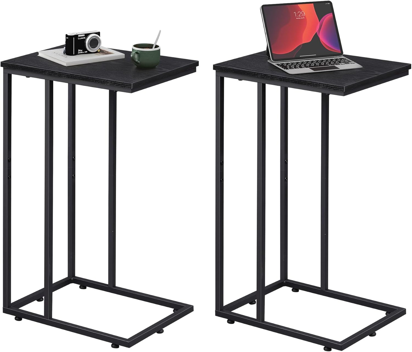 C Shaped End Table Set of 2 for Small Spaces and Living Rooms