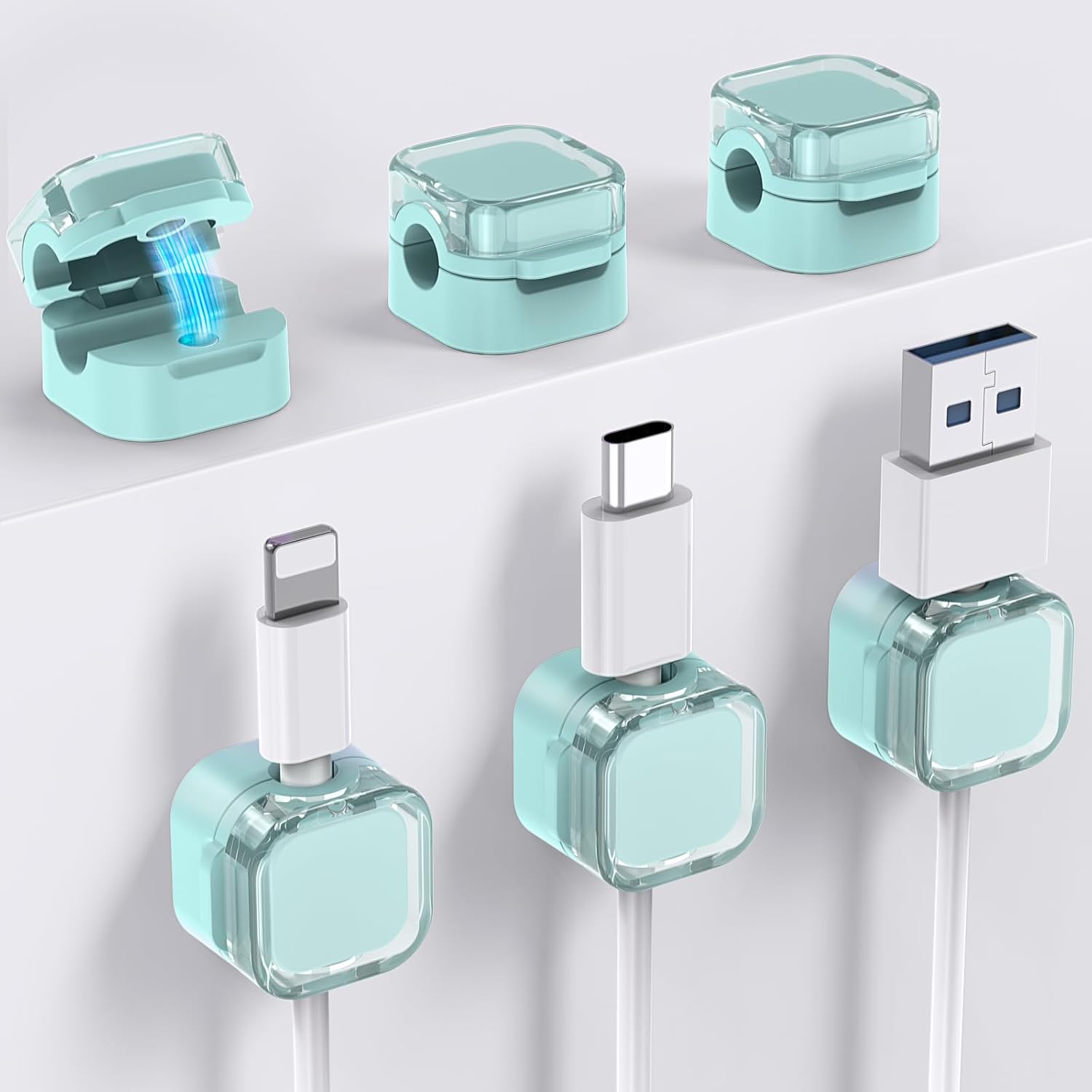 6 Pack Magnetic Cable Holders - Tangle-Free!