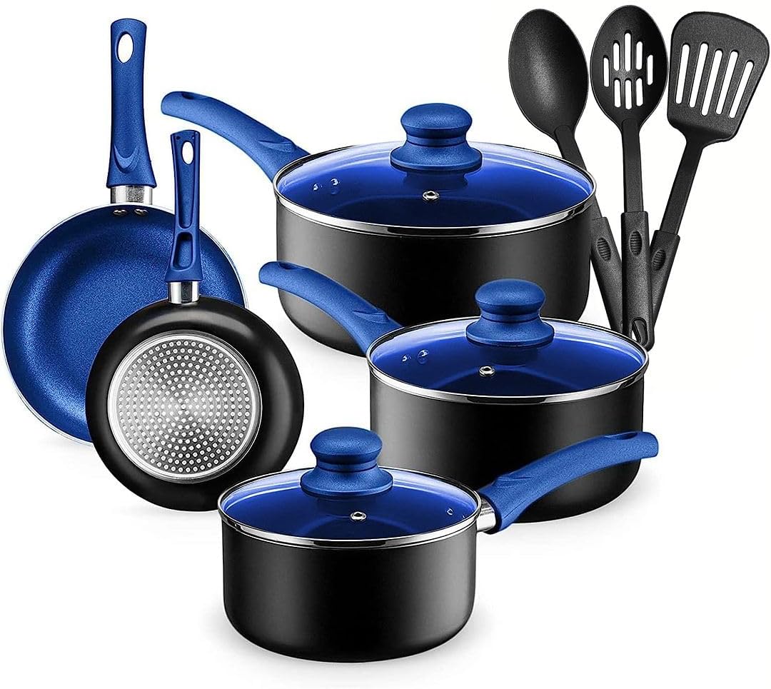 Chef's Star Nonstick Pots And Pans Set 11 Pieces Cooking Essentials