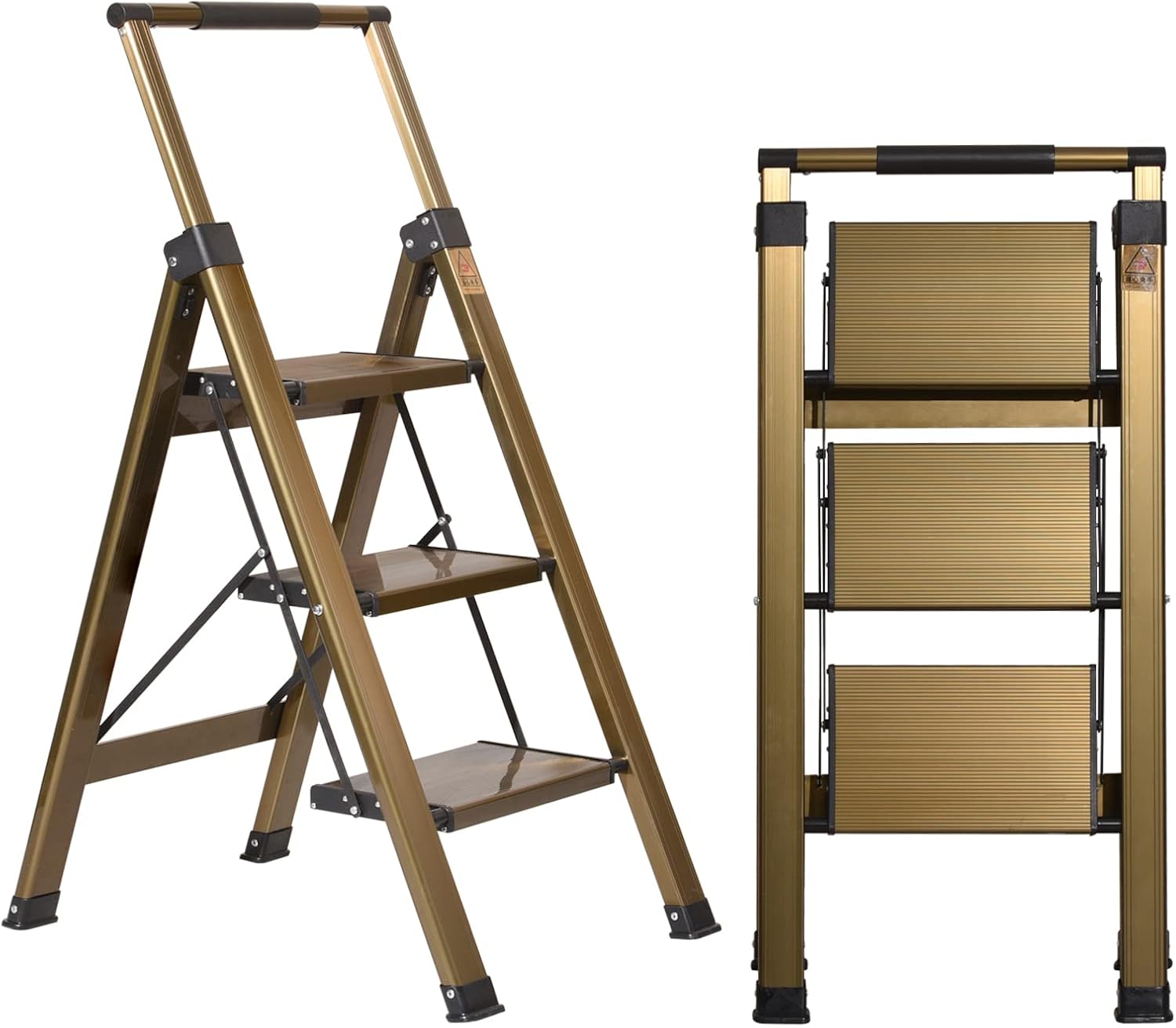 XinSunho 3 Step Ladder with Retractable Handrail for Safety