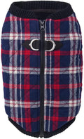 Gooby Fashion Vest Check Dog Jacket - White Check - Warm Zip Up Bomber