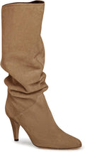Coutgo Womens Slouchy Knee High Wide Calf Boots - Comfortable Kitten