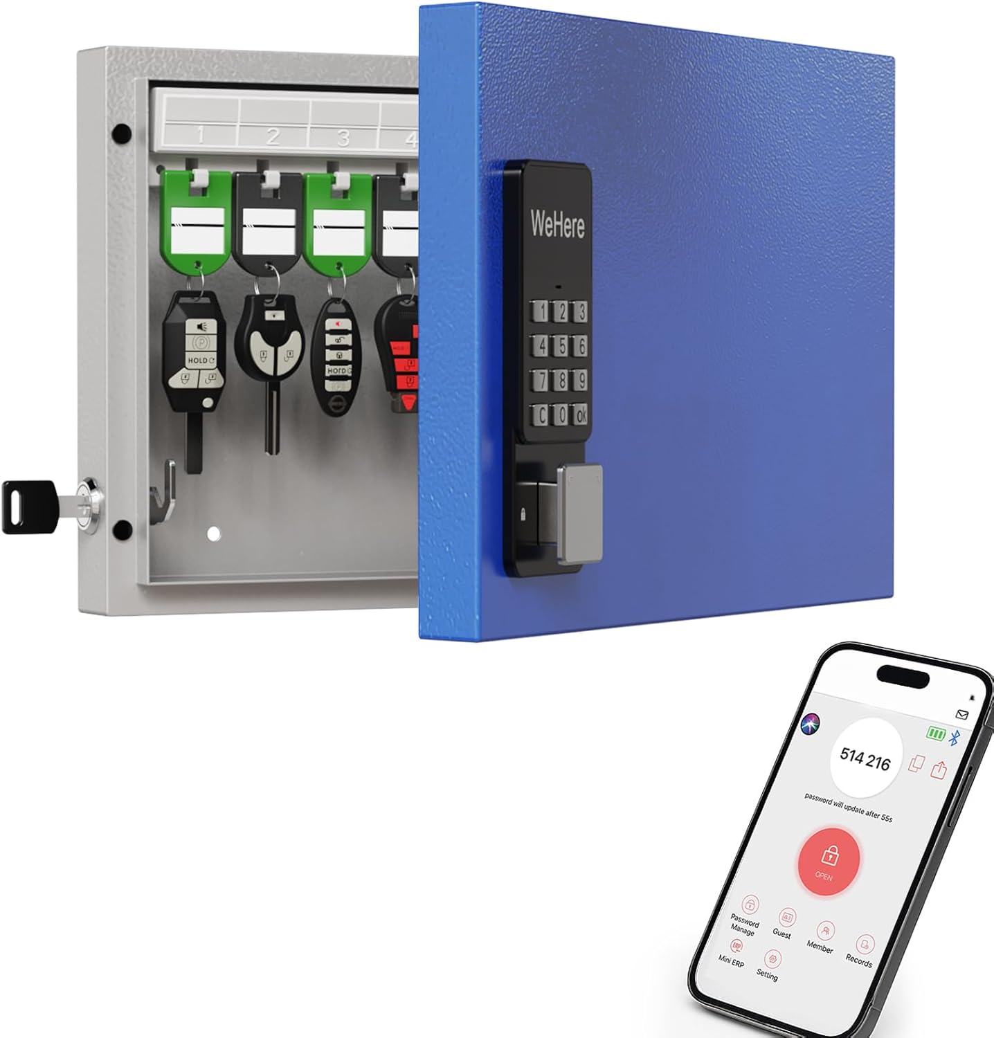 WeHere 16 Key Lock Box Wall Mount for Smart Key Management