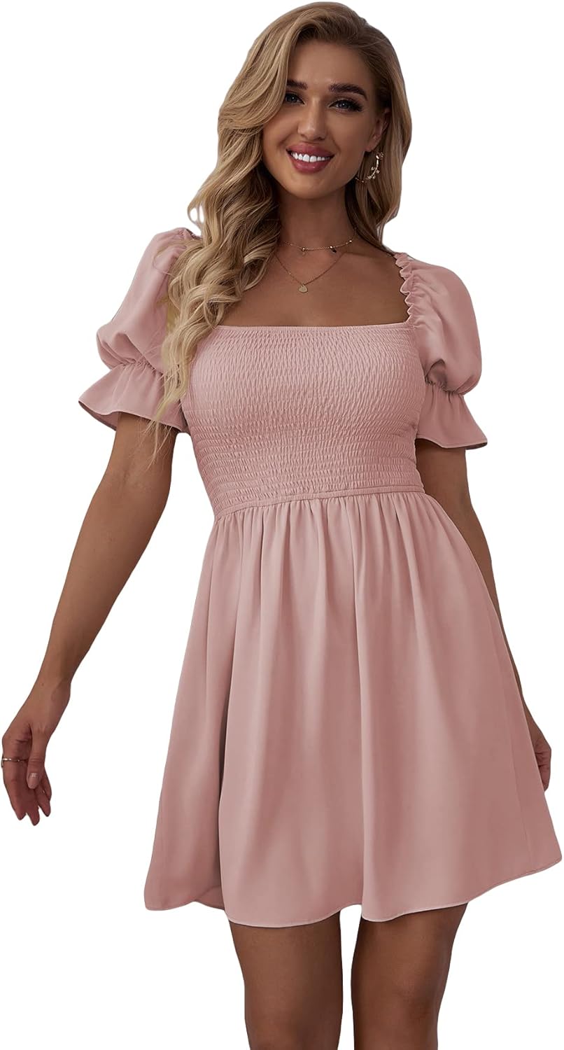 WDIRARA Women's Square Neck Flounce Dress for Every Occasion