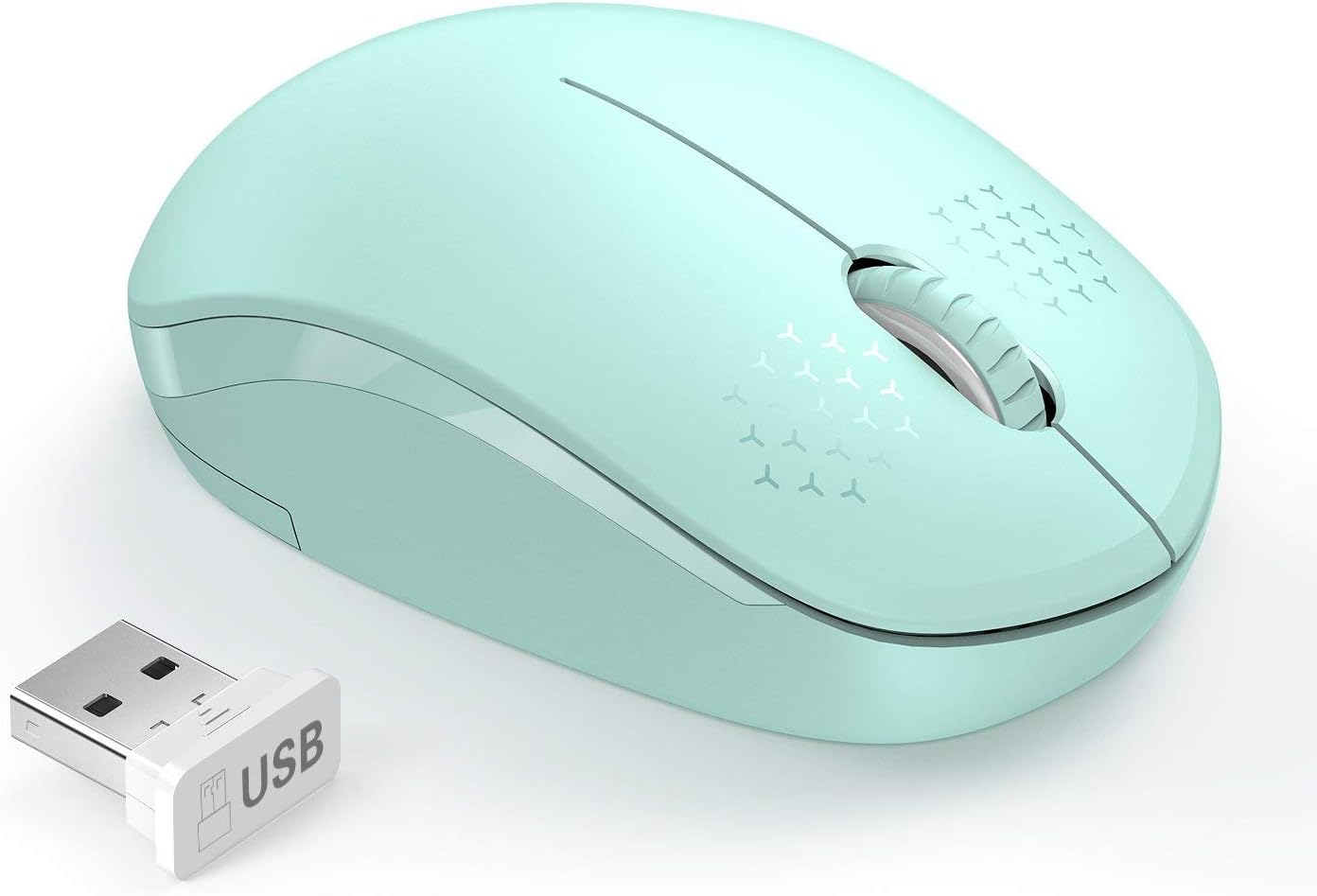 Seenda Noiseless Wireless Mouse - Portable PC/Laptop Mice in Mint Green
