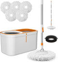 Spin Mop Bucket with Wringer System Extended Handle 61in - Fast Drying