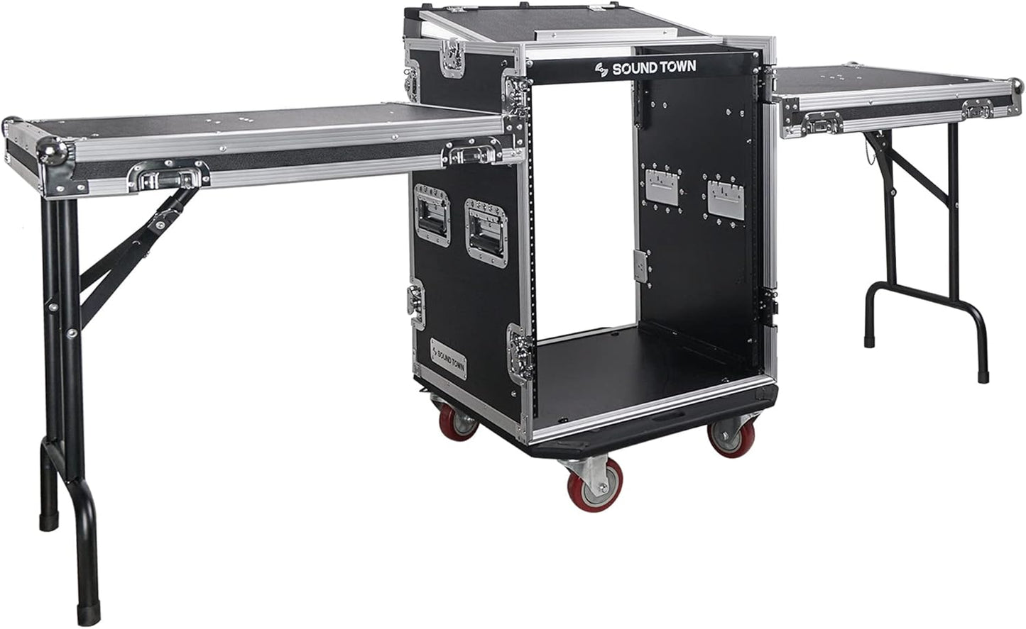 Heavy-Duty 14U PA DJ Rack Case with Slant Mixer Top and Tables
