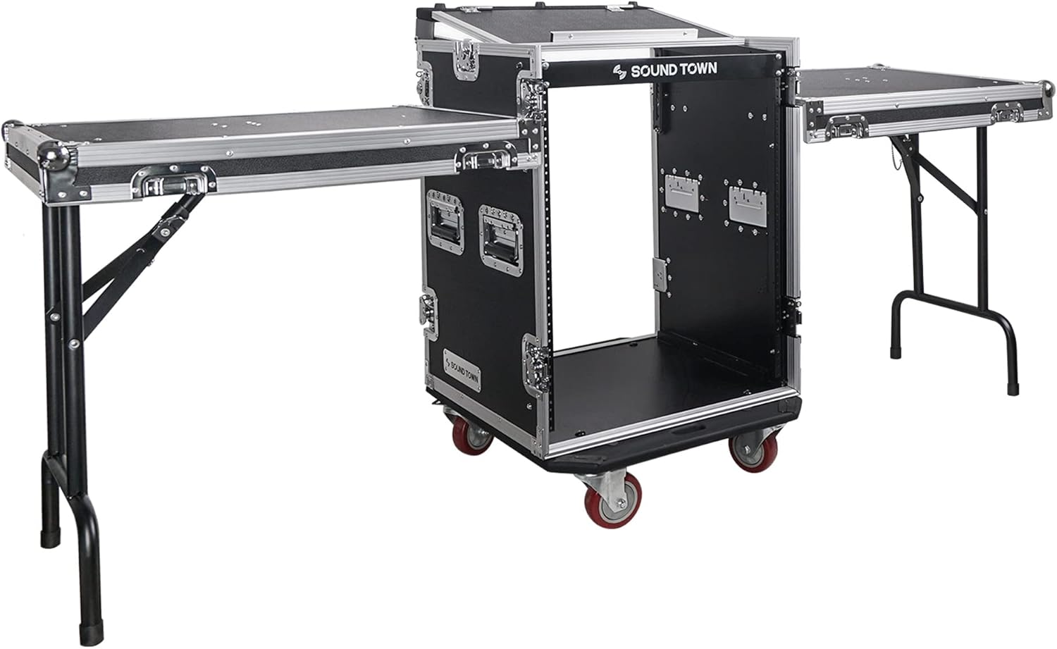 Heavy-Duty 14U PA DJ Rack Case with Slant Mixer Top and Tables