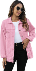 Omoone Women's Oversized Mid Long Denim Jacket - Relaxed Boyfriend Fit