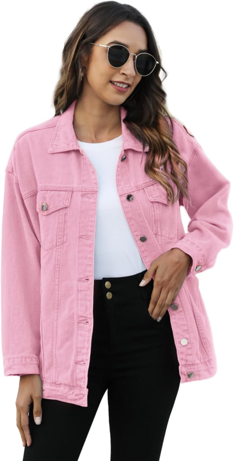 Omoone Women's Oversized Mid Long Denim Jacket for Every Season