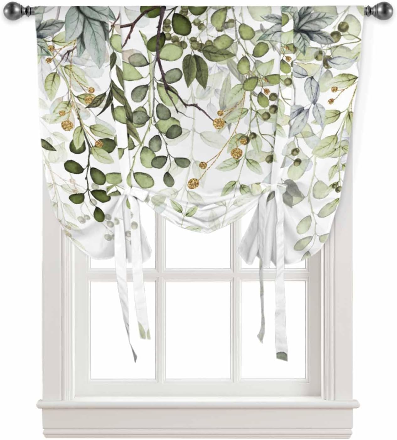 Green Eucalyptus Tie-Up Valance 42x45in - Litter Star