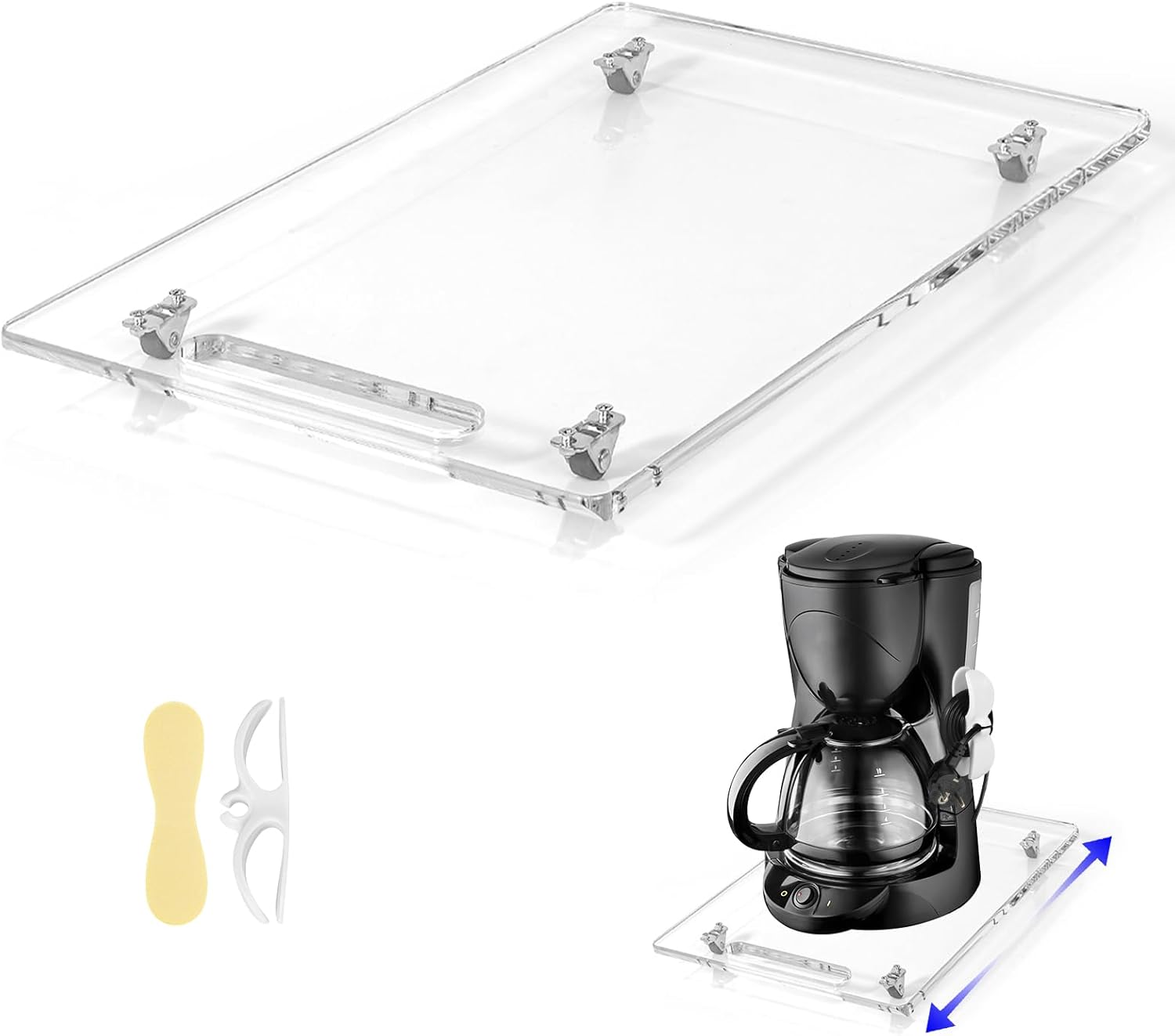 Acrylic Appliance Slider with Rubber Wheels for Easy Movement