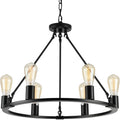 Wagon Wheel Chandelier 6-Light 24in Farmhouse Round Chandelier