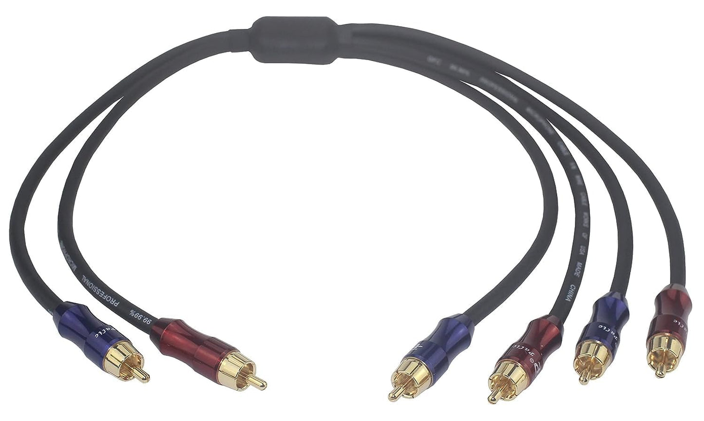 RCA Stereo Audio Splitter - Male to Dual RCA Plug, 6.5FT