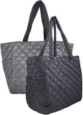 Reversible Nylon Tote for Women - Quilted, Lightweight Carryall