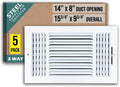 Fits 14x8 Duct Opening 3 Way Steel Air Supply Diffuser - Durable 5