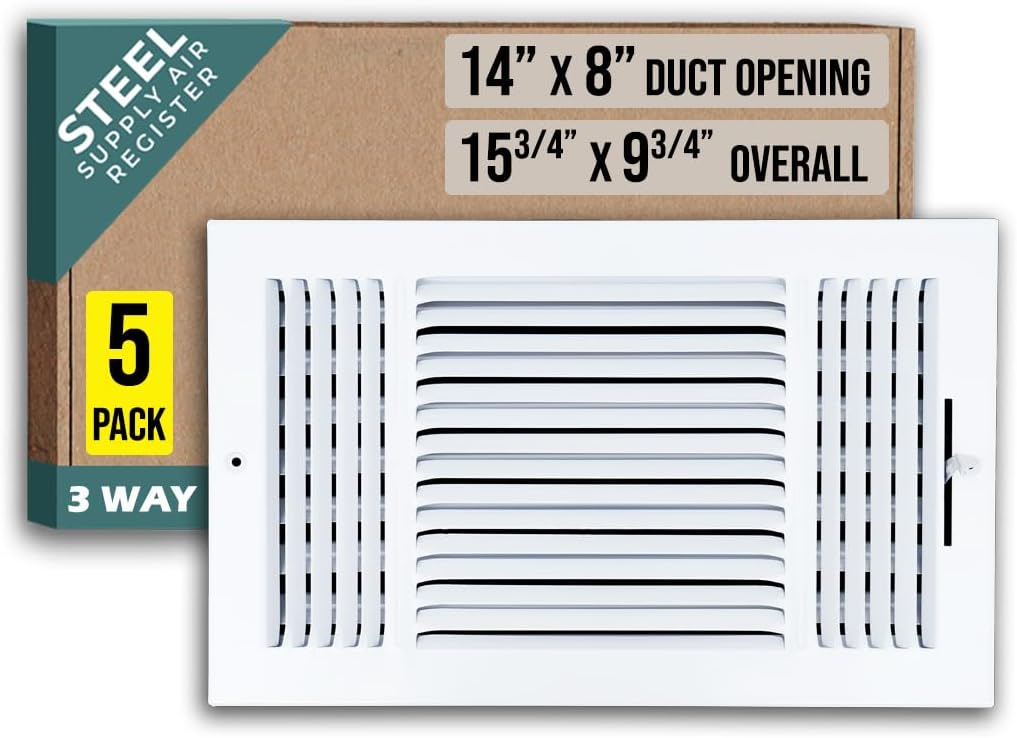3 Way Steel Air Supply Diffuser for 14x8 Duct Openings