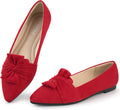 MUSSHOE Women's Pointed Toe Bowknot Ballet Flats - Comfortable Memory