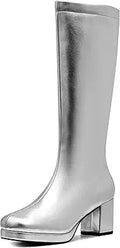CYNLLIO Mid Calf Boots for Women with Chunky High Heels