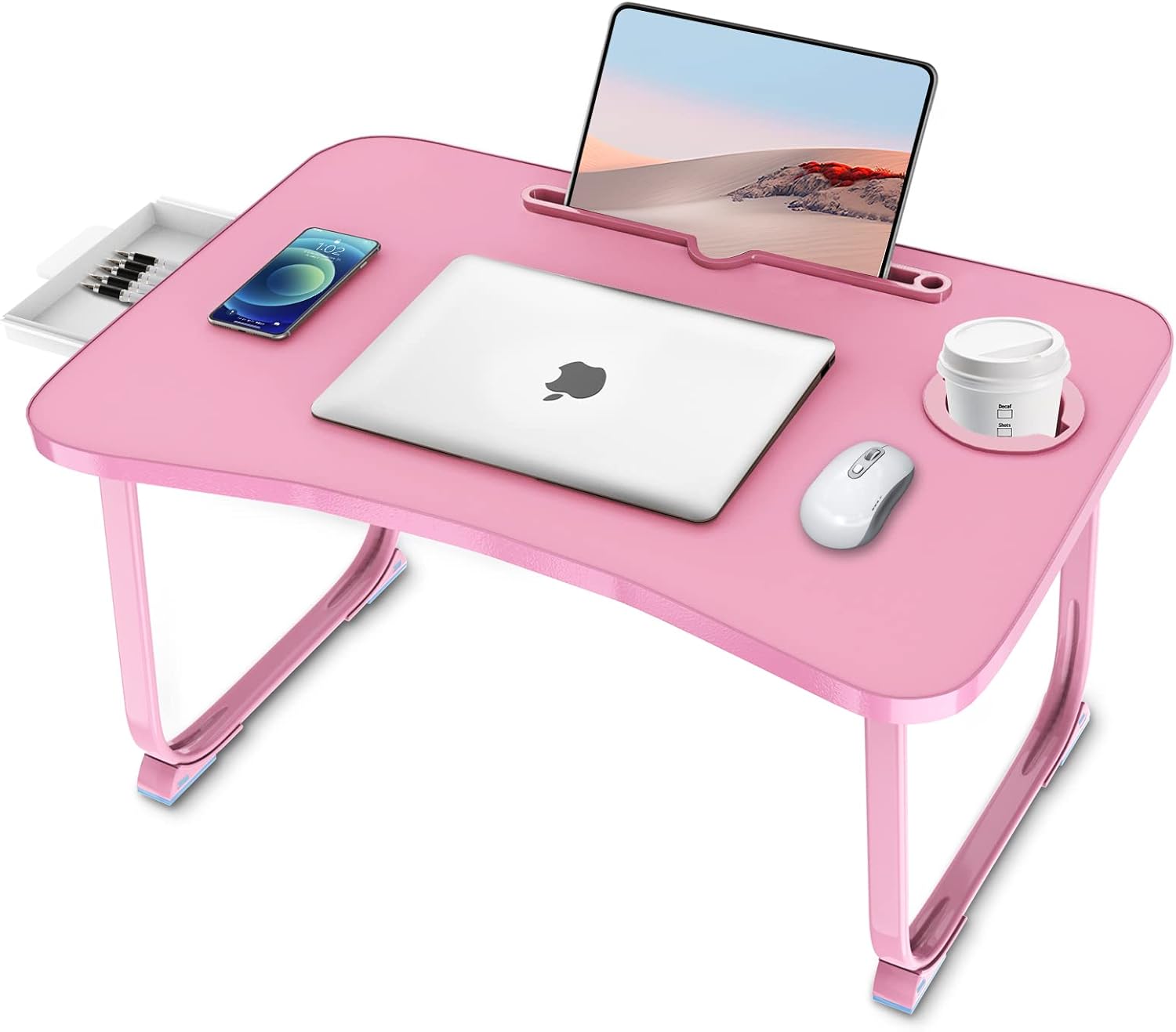 Fayquaze Portable Foldable Laptop Bed Table with Storage Drawer