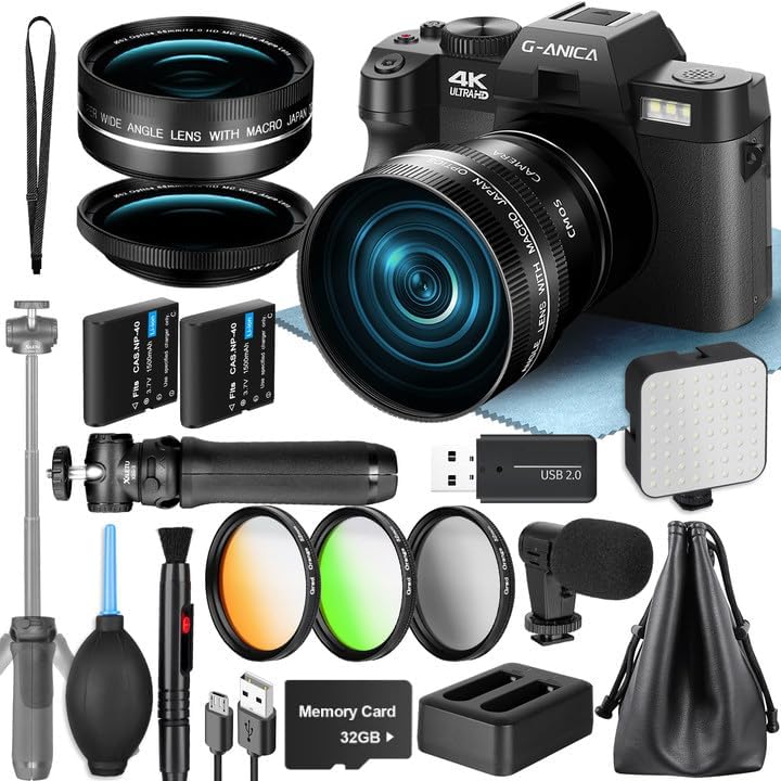 TURE 4K Digital Cameras for Photography with Vlogging Kit