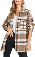 Women's Flannel Plaid Shacket 2025 Long Sleeve Button Down