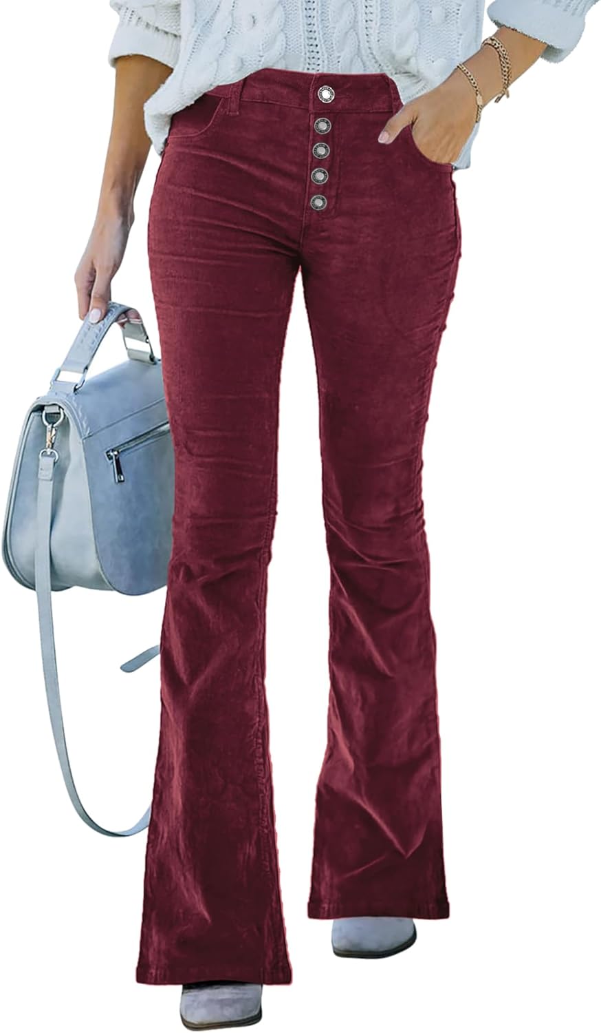 Trendy Women's Corduroy High Waist Flare Pants for Style