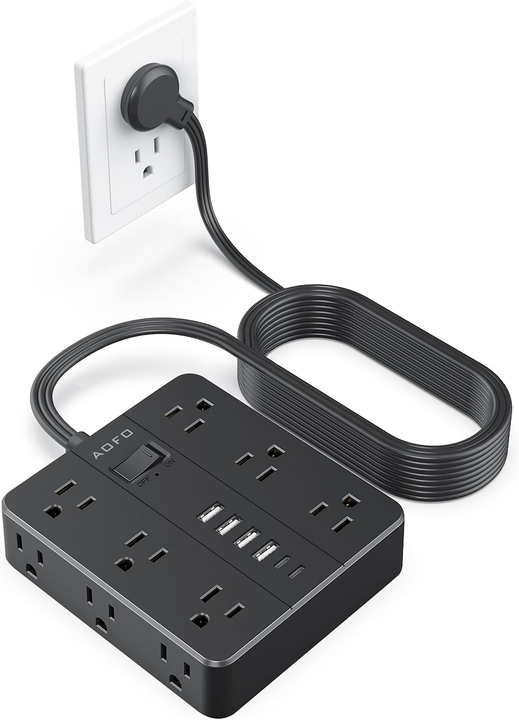 15FT Surge Protector Power Strip with 12 AC Outlets & USB Ports