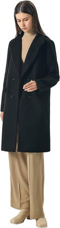 Plaid Long Peacoat Women's Oversize Lapel Collar - Warm, Stylish