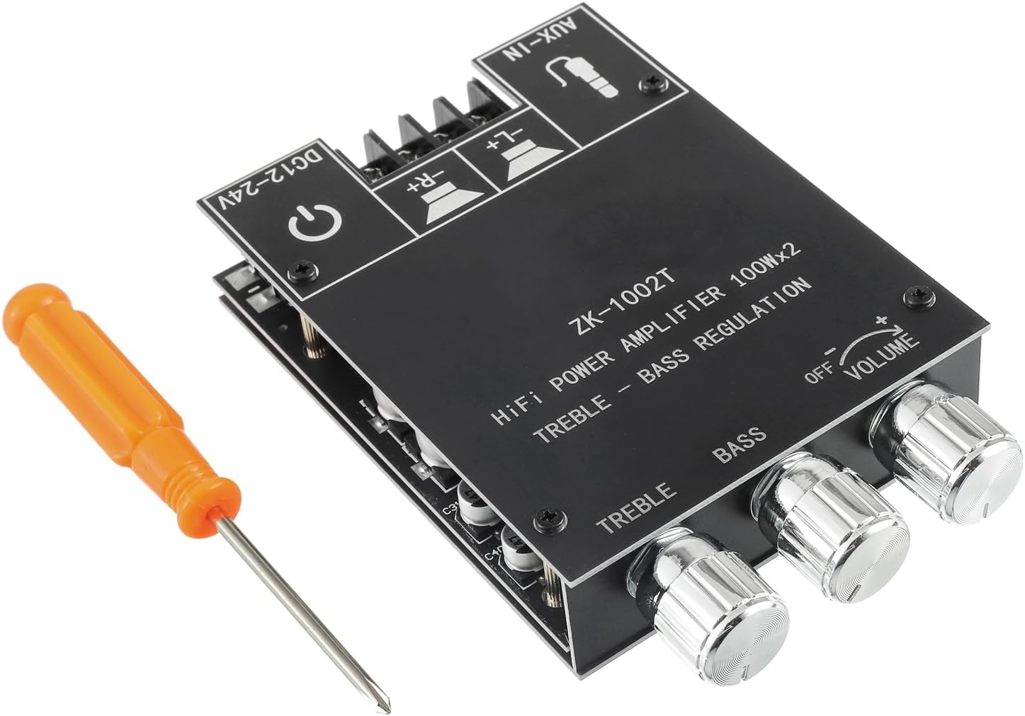 Wireless Stereo Amp Board, 100Wx2, Treble/Bass Control