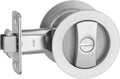 Rround Brushed Nickel Pocket Door Hardware Privacy Lock - Compact Fit