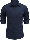 COOFANDY Men's Western Cowboy Long Sleeve Cotton Shirt - Casual