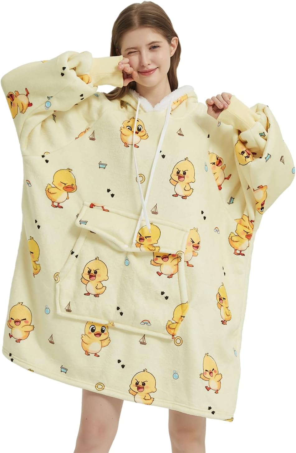 Qeils Wearable Blanket Hoodie for Women: Comfy Sherpa Sweatshirt
