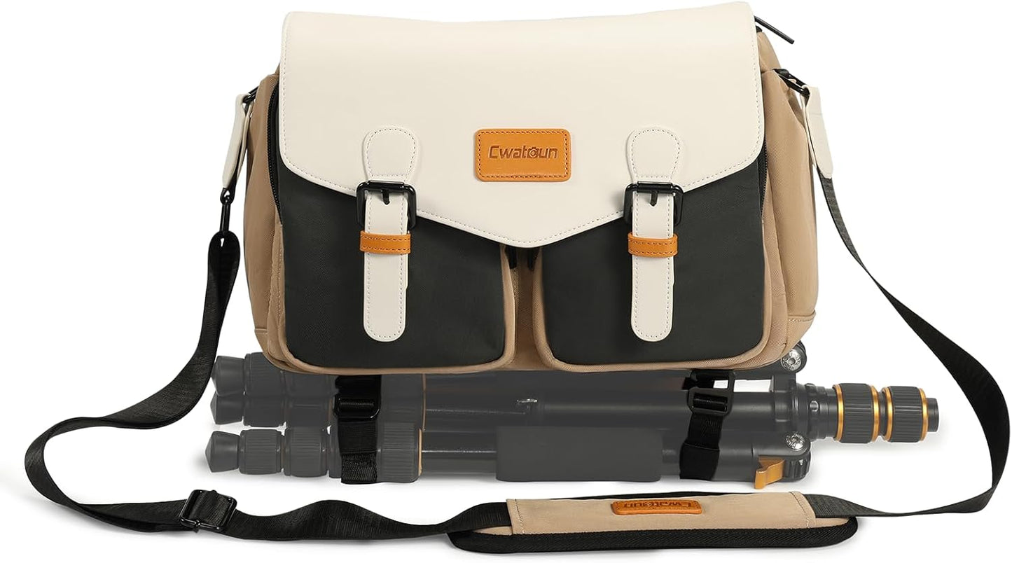 Cwatcun Camera Bag for DSLR and Mirrorless Cameras - Travel Ready