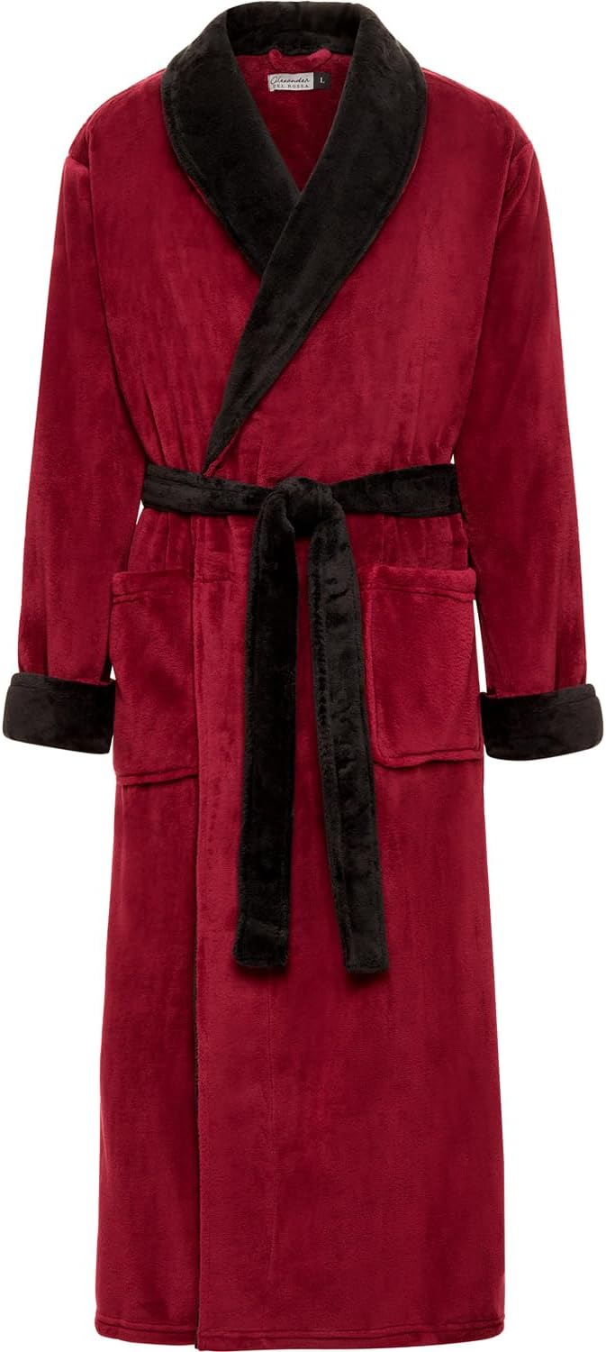 Thicker Full Length Big and Tall Bathrobe for Men in Burgundy