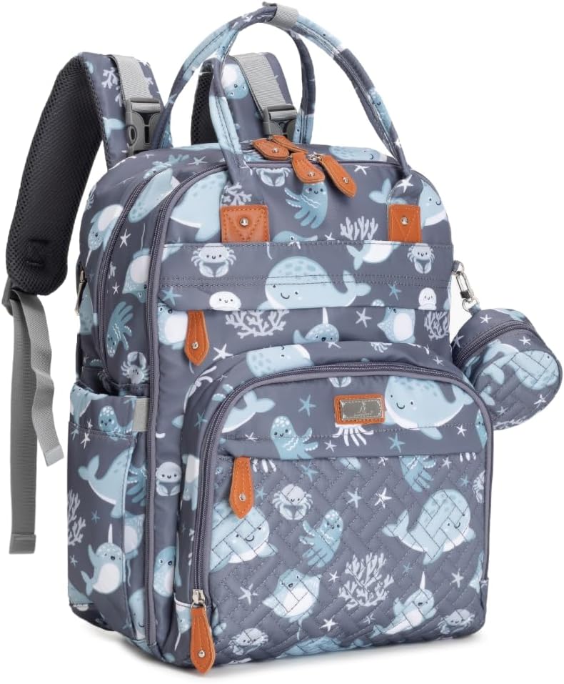 BabbleRoo Diaper Bag Backpack - Multi Function Travel Tote