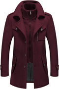 Men's Wool Blend Coat Warm Winter Trench Coat with Scarf
