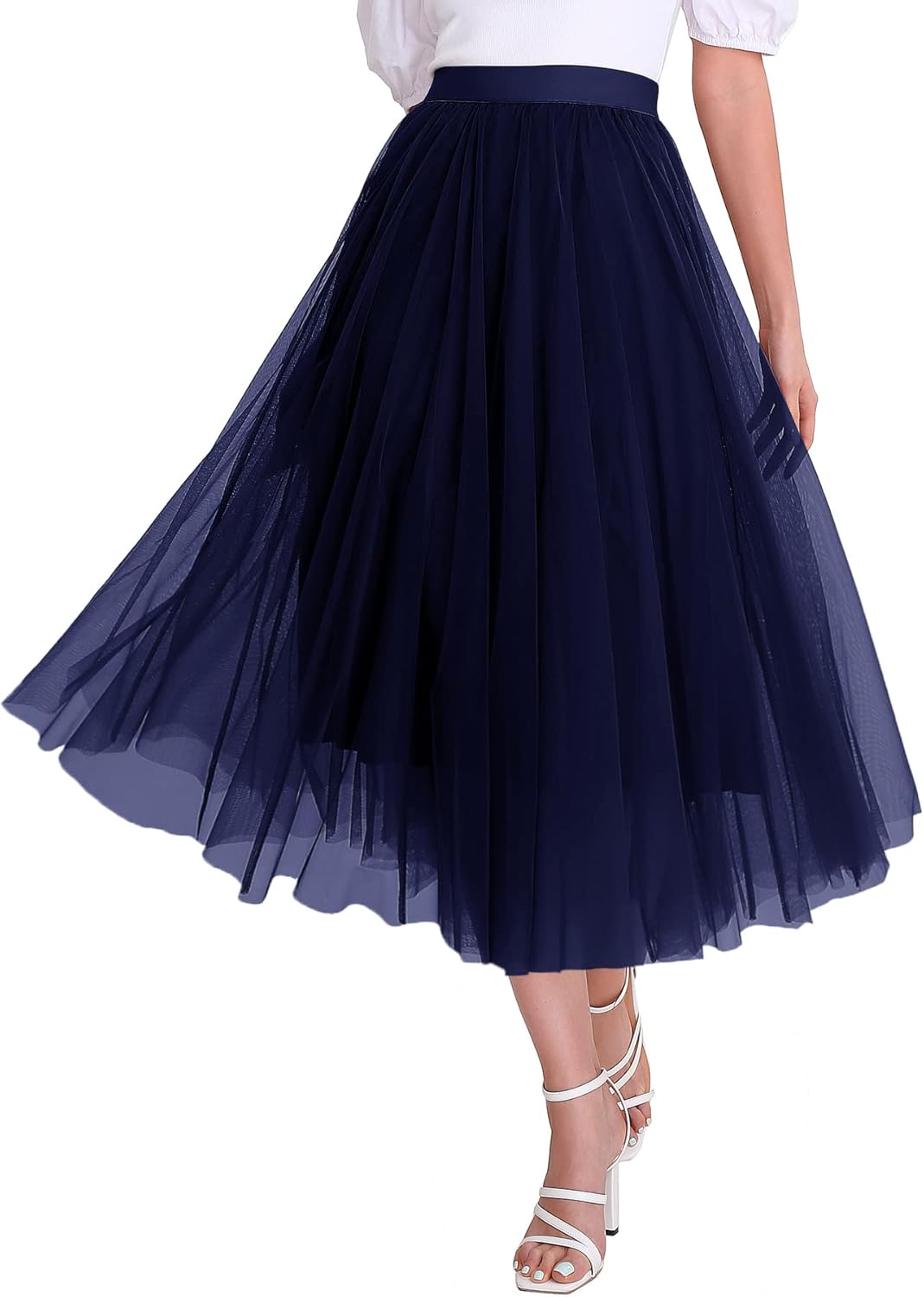 Elegant Tulle Skirt for Women - Flowy Midi A-Line Party Wear