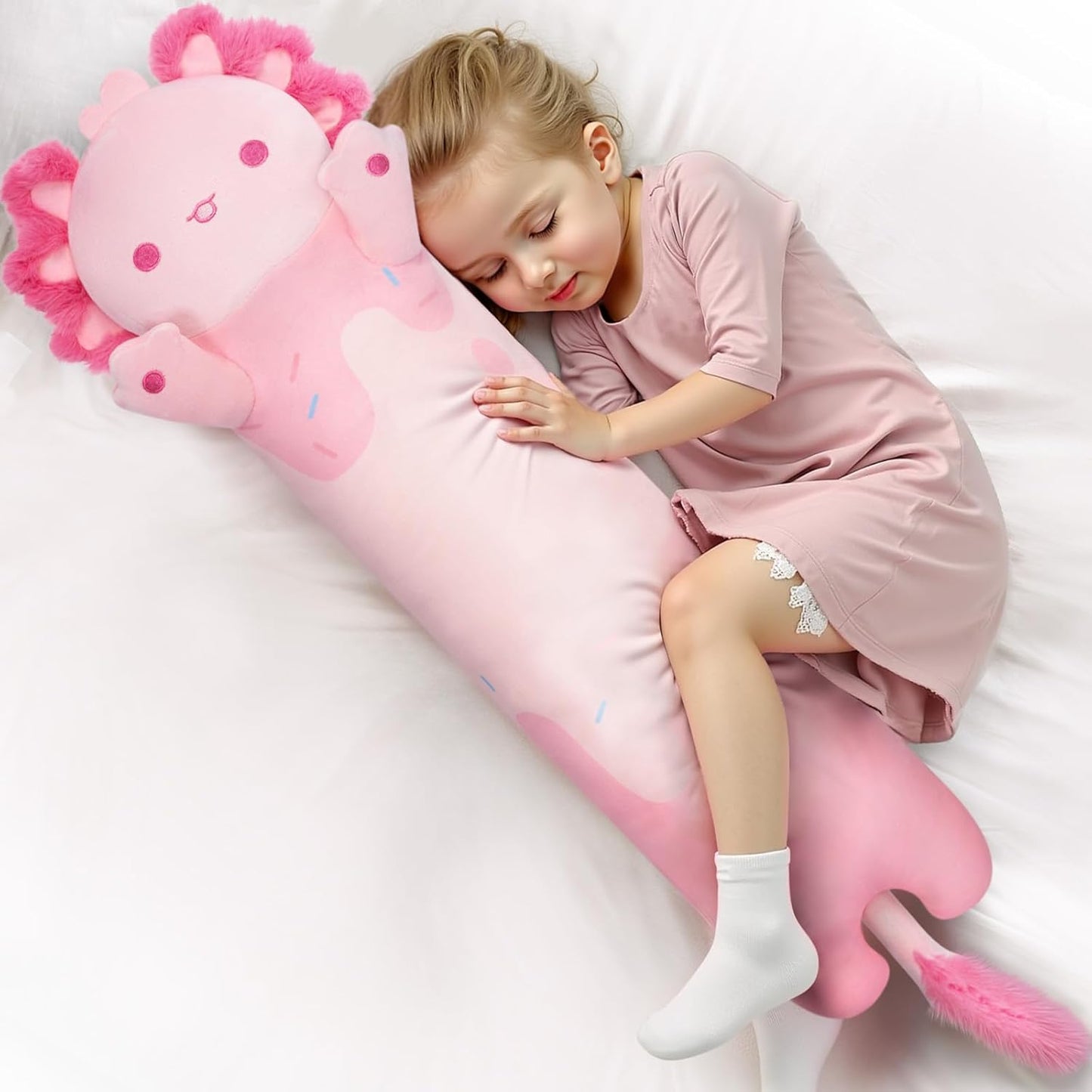 Long Axolotl Plush Body Pillow for Kids - Kawaii Gift Idea