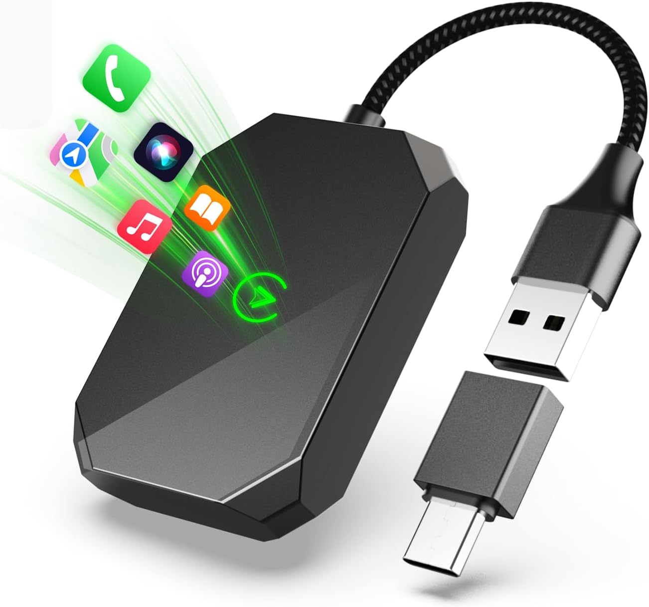 Seamless Wireless Phone Connection - AuroraLink 2IN1 Carplay Adapter