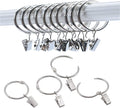 Openable Curtain Rings with Clips 40 Pack - Smooth Metal Drapery Hooks
