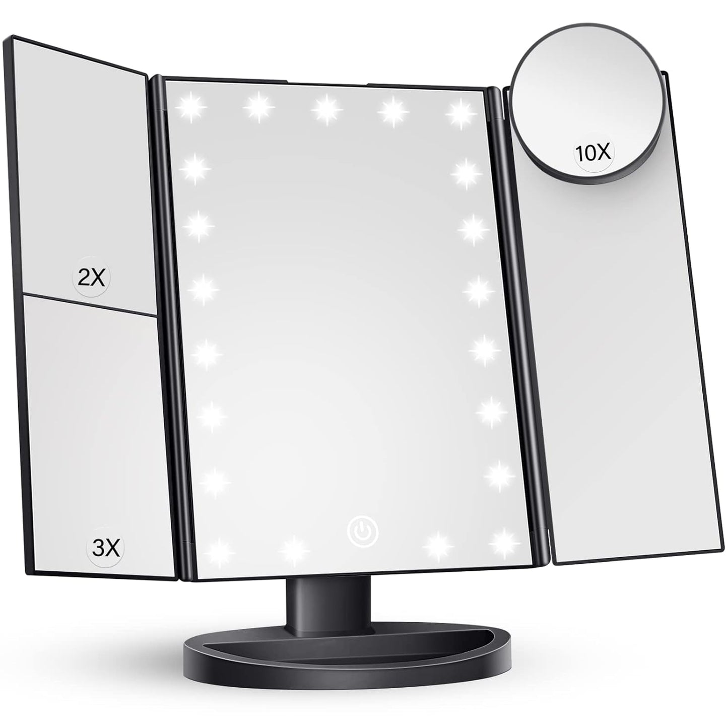 Lighted Makeup Mirror with 2X 3X 10X Magnification for Women